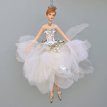 Lade das Bild in den Galerie-Viewer, Ballerina in cremefarbenem Blütenröckchen / Arme zur Seite Weihnachtsbaumschmuck Kunsthandel Rueckeshaeuser