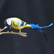 Lade das Bild in den Galerie-Viewer, Blaumeise mundgeblasen aus Glas auf Clip Mundgeblasener Weihnachtsschmuck Kunsthandel Rueckeshaeuser