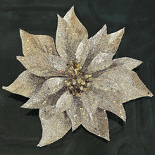 Lade das Bild in den Galerie-Viewer, Champagnerfarbene Weihnachtssternblüte auf Clip - 23 cm Weihnachtsdekoration Kunsthandel Rueckeshaeuser