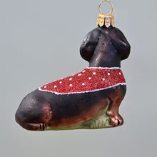Lade das Bild in den Galerie-Viewer, Dackel Mannequin Mundgeblasener Weihnachtsschmuck Kunsthandel Rueckeshaeuser
