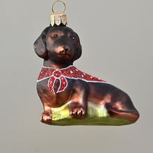 Lade das Bild in den Galerie-Viewer, Dackel Mannequin Mundgeblasener Weihnachtsschmuck Kunsthandel Rueckeshaeuser