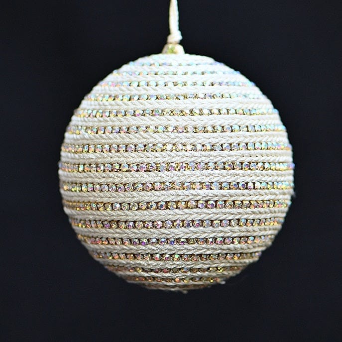 Deko Weihnachtskugel creme/gold 10 cm Mundgeblasener Weihnachtsschmuck Kunsthandel Rueckeshaeuser