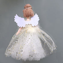 Lade das Bild in den Galerie-Viewer, Engelchen in weißem Tüllkleidchen mit goldenen Pünktchen Mundgeblasener Weihnachtsschmuck Kunsthandel Rueckeshaeuser