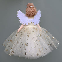 Lade das Bild in den Galerie-Viewer, Engelchen in weißem Tüllkleidchen mit goldenen Schneeflocken Mundgeblasener Weihnachtsschmuck Kunsthandel Rueckeshaeuser