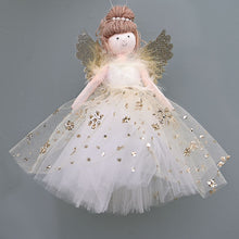 Lade das Bild in den Galerie-Viewer, Engelchen in weißem Tüllkleidchen mit goldenen Schneeflocken Mundgeblasener Weihnachtsschmuck Kunsthandel Rueckeshaeuser