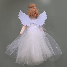 Lade das Bild in den Galerie-Viewer, Engelchen in weißem Tüllkleidchen mit silbernen Pünktchen Mundgeblasener Weihnachtsschmuck Kunsthandel Rueckeshaeuser