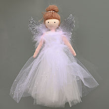 Lade das Bild in den Galerie-Viewer, Engelchen in weißem Tüllkleidchen mit silbernen Pünktchen Mundgeblasener Weihnachtsschmuck Kunsthandel Rueckeshaeuser