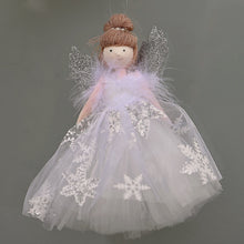 Lade das Bild in den Galerie-Viewer, Engelchen in weißem Tüllkleidchen mit silbernen Schneeflocken Mundgeblasener Weihnachtsschmuck Kunsthandel Rueckeshaeuser