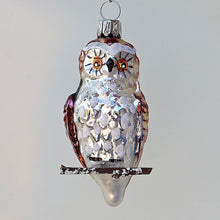 Lade das Bild in den Galerie-Viewer, Eule auf einem Zweig, zum Hängen Mundgeblasener Weihnachtsschmuck Kunsthandel Rueckeshaeuser