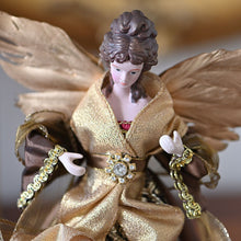 Lade das Bild in den Galerie-Viewer, Feiner Engel auch als "Tree Topper", braun, 27 cm Weihnachtsdekoration Kunsthandel Rueckeshaeuser