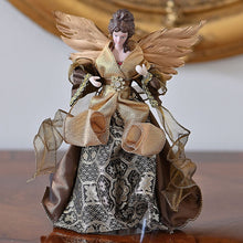 Lade das Bild in den Galerie-Viewer, Feiner Engel auch als "Tree Topper", braun, 27 cm Weihnachtsdekoration Kunsthandel Rueckeshaeuser