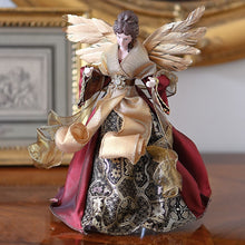 Lade das Bild in den Galerie-Viewer, Feiner Engel auch als "Tree Topper", dunkelrot, 27 cm Weihnachtsdekoration Kunsthandel Rueckeshaeuser