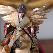 Lade das Bild in den Galerie-Viewer, Feiner Engel auch als "Tree Topper", dunkelrot, 27 cm Weihnachtsdekoration Kunsthandel Rueckeshaeuser