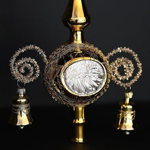 Lade das Bild in den Galerie-Viewer, Goldene, traditionelle Christbaumspitze aus Lauscha Mundgeblasener Weihnachtsschmuck Kunsthandel Rueckeshaeuser