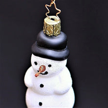 Lade das Bild in den Galerie-Viewer, Klassischer Schneemann mit dem Sternenkrönchen Mundgeblasener Weihnachtsschmuck Kunsthandel Rueckeshaeuser