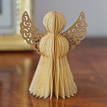 Lade das Bild in den Galerie-Viewer, Kleiner Weihnachtsengel zum Hängen und Stellen aus Papier / cremegold Weihnachtsdekoration Kunsthandel Rueckeshaeuser