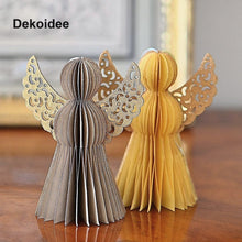 Lade das Bild in den Galerie-Viewer, Kleiner Weihnachtsengel zum Hängen und Stellen aus Papier / gelbgold Weihnachtsdekoration Kunsthandel Rueckeshaeuser