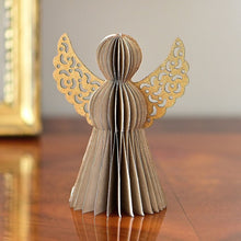 Lade das Bild in den Galerie-Viewer, Kleiner Weihnachtsengel zum Hängen und Stellen aus Papier / graubraun Weihnachtsdekoration Kunsthandel Rueckeshaeuser