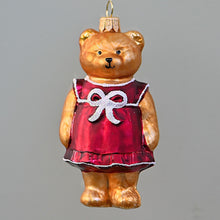 Lade das Bild in den Galerie-Viewer, Lady Bär Mundgeblasener Weihnachtsschmuck Kunsthandel Rueckeshaeuser