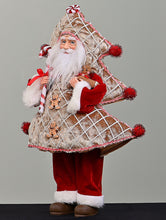 Lade das Bild in den Galerie-Viewer, Lustiger Santa im Tannenbaumkostüm und mit Lebkuchenmännchen, Höhe XX cm Weihnachtsdekoration Kunsthandel Rueckeshaeuser
