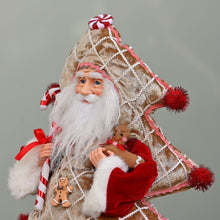 Lade das Bild in den Galerie-Viewer, Lustiger Santa im Tannenbaumkostüm und mit Lebkuchenmännchen, Höhe XX cm Weihnachtsdekoration Kunsthandel Rueckeshaeuser