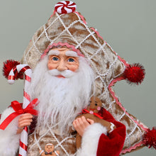 Lade das Bild in den Galerie-Viewer, Lustiger Santa im Tannenbaumkostüm und mit Lebkuchenmännchen, Höhe XX cm Weihnachtsdekoration Kunsthandel Rueckeshaeuser