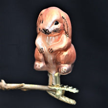 Lade das Bild in den Galerie-Viewer, Lustiges Häslein auf Clip Mundgeblasener Weihnachtsschmuck Kunsthandel Rueckeshaeuser