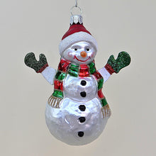 Lade das Bild in den Galerie-Viewer, Schneemann mit Handschuhen und Mütze Mundgeblasener Weihnachtsschmuck Kunsthandel Rueckeshaeuser