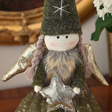 Lade das Bild in den Galerie-Viewer, Stehendes Weihnachtsengelchen im grünen Röckchen und mit grünem Hut Weihnachtsdekoration Kunsthandel Rueckeshaeuser