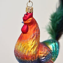Lade das Bild in den Galerie-Viewer, Stolzer Hahn Mundgeblasener Weihnachtsschmuck Kunsthandel Rueckeshaeuser