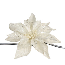 Lade das Bild in den Galerie-Viewer, Weiße Weihnachtssternblüte auf Clip - 23 cm Weihnachtsdekoration Kunsthandel Rueckeshaeuser