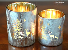 Lade das Bild in den Galerie-Viewer, Windlicht Hirsche, Eislack, Höhe 10 cm Windlicht Kunsthandel Rueckeshaeuser