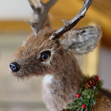 Lade das Bild in den Galerie-Viewer, Wunderschönes, naturalistisches, kleines Rentier nach links schauend Weihnachtsdekoration Kunsthandel Rueckeshaeuser
