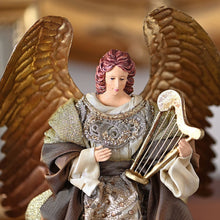 Lade das Bild in den Galerie-Viewer, Wundervoller Engel mit Harfe, Höhe 30 cm Weihnachtsdekoration Kunsthandel Rueckeshaeuser