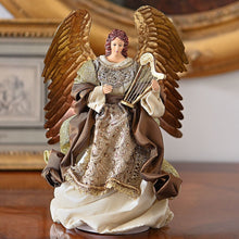 Lade das Bild in den Galerie-Viewer, Wundervoller Engel mit Harfe, Höhe 30 cm Weihnachtsdekoration Kunsthandel Rueckeshaeuser