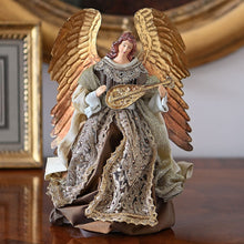 Lade das Bild in den Galerie-Viewer, Wundervoller Engel mit Laute, Höhe 30 cm Weihnachtsdekoration Kunsthandel Rueckeshaeuser