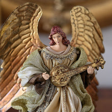 Lade das Bild in den Galerie-Viewer, Wundervoller Engel mit Mandoline, Höhe 30 cm Weihnachtsdekoration Kunsthandel Rueckeshaeuser