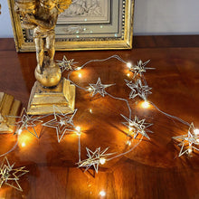 Lade das Bild in den Galerie-Viewer, Zauberhafte LED Lichterkette Sterne, gold Weihnachtsdekoration Kunsthandel Rueckeshaeuser