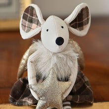 Lade das Bild in den Galerie-Viewer, Zauberhafte Weihnachtsmaus im braun kariertem Röckchen Mundgeblasener Weihnachtsschmuck Kunsthandel Rueckeshaeuser