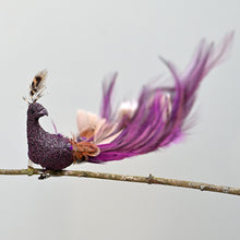 Lade das Bild in den Galerie-Viewer, Zauberhafter lila Pfau auf Clip, XX cm Weihnachtsbaumschmuck Kunsthandel Rueckeshaeuser