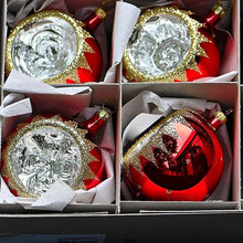 Lade das Bild in den Galerie-Viewer, 6 mundgeblasene Reflexkugeln / rot glänzend á 7 cm Mundgeblasene Weihnachtskugel Kunsthandel Rueckeshaeuser