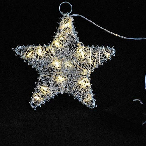 Drahtstern silber, beleuchtet Weihnachtsdekoration Kunsthandel Rueckeshaeuser