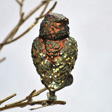 Lade das Bild in den Galerie-Viewer, Eule auf Clip Mundgeblasener Weihnachtsschmuck Kunsthandel Rueckeshaeuser