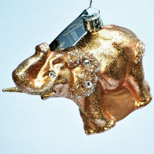 Lade das Bild in den Galerie-Viewer, Exklusiver Elefant mit Swarovski-Steinen / caramel Mundgeblasener Weihnachtsschmuck Kunsthandel Rueckeshaeuser