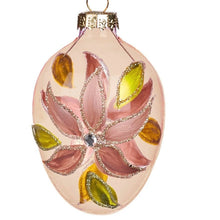 Lade das Bild in den Galerie-Viewer, Handbemaltes Glasei mit Blüten in Roséglas 12 cm Ostern Kunsthandel Rueckeshaeuser