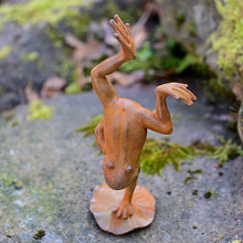 Lade das Bild in den Galerie-Viewer, Kleiner, lustiger Frosch aus Gusseisen Gartendekoration Kunsthandel Rueckeshaeuser
