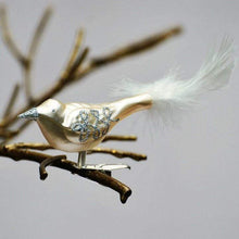 Lade das Bild in den Galerie-Viewer, Kleiner Vogel champagner auf Clip Mundgeblasener Weihnachtsschmuck Kunsthandel Rueckeshaeuser