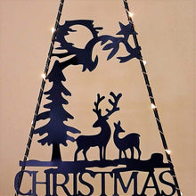 Lade das Bild in den Galerie-Viewer, LED Tannenbaum mit zwei Hirschen Weihnachtsdekoration Kunsthandel Rueckeshaeuser