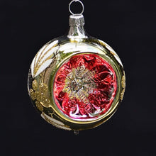 Lade das Bild in den Galerie-Viewer, Mundgeblasene Reflexkugel / silber/gold/rot glänzend 6 cm Mundgeblasene Weihnachtskugel Kunsthandel Rueckeshaeuser