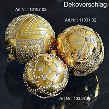 Lade das Bild in den Galerie-Viewer, Mundgeblasene Weihnachtskugel / gold glänzend 10 cm Mundgeblasene Weihnachtskugel Kunsthandel Rueckeshaeuser